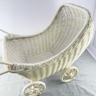 Vintage White Wicker Rattan Baby Doll Stroller Buggy Carriage