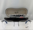 Ray-ban Rb7552 3210 Silver Blue Half Rim Rectangle Eyeglasses Frames 54mm New