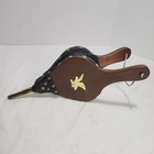 Vtg Mcm 15  Fireplace Bellows Air Blower Wood   Leather W gold Colored Eagle