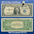     One 1957 Blue Seal  1 Dollar Silver Certificate Star Note  Vg vf  Old Us Money