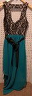 Jodi Kristopher Sleeveless Lace Dress Size 7 Green Black Evening Party Wedding 