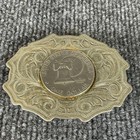 Eisenhower Dollar Novelty Coin Collector Vintage Belt Buckle Western Silver Tone