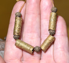 Antique Yoruba Tribal Gilded Brass Cylinder   Round Beads Nigeria  African Trade