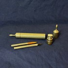 Vtg Traveling Writing Set Rolling Pin Shape Style Inkwell Dip Pen Pencil