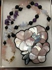 Vintage Lee Sands Necklace Inlaid Floral Pendant