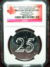 2013 Canada  5 Silver Maple Leaf 25th Anniversary 1oz Silver Coin   - Ngc Gem Bu