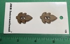  2  Vintage Jhb 1    Brown Leaf Wood 2-hole Fall Autumn Buttons Nos Portugal-5 52