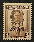 Travelstamps  1942 Somaliland Stamps Sc  119 Sg 108 - 20c On 4 Annas Kgvi Mogh