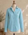 Polo Ralph Lauren Turquoise   White Striped Pony Blouse Cotton Top 10 Custom Fit