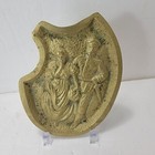 Vtg Brass Risque 2 Sided Cigar Ashtray Heavy Metal Tray Prussian Soldier 
