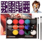 Face Painting Kit For Kids - 15 Color Large Water Based Makeup Paints With St