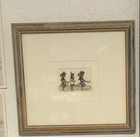 Original J  D  Roybal Oquwa  1922-1978  Pen Ink  three Buffalo Dancers   3 5 x3 