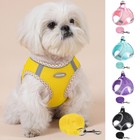 Dog Cat Harness Reflective Pet Harnesses And Leashes Set Adjustable Pet Harnes    
