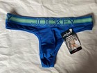 Jockey Sport Breathable Mesh Stability Pouch Thong Microfiber New Blue Green