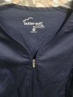 Butter-soft Women s Navy Stretch V-neck Full Zip Scrub Top Size M