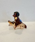 Vintage Black Americana Boy Sitting On Alligator Salt   Pepper Shakers Japan