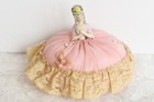 Lot Of 2 Vintage Porcelain Half Doll 8    5  Pin Cushions Silk Lace