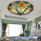 16  Tiffany Flush Mount Ceiling Light vintage 3-light Stained Glass Chandeliers