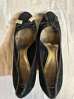 Nwot Coach Irene Black Suede Wedge Heels W Leather Trim And Bow Detail Size 8 5