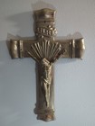 Vintage Crucifix Inri Silver Tone 3d Heavy Metal Wall Burial Casket 9 75x6 125 