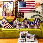 Mindsoft 9 Pcs Patriotic American Flag Pillow Covers 18 X 18 Inch 4th Vintage