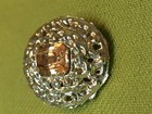 Rhinestone Button 3 4   Vintage Gold Color Metal Amber Glass Stone