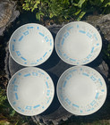 Vintage Atomic Mcm Royal China Blue Heaven Set 4 Soup Salad Bowls 7 3 4    Cereal