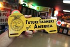 Rare 1950 s Ffa Future Farmers America Plate Topper Painted Metal Sign Farm Gas