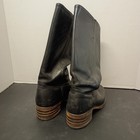 Frye Black Leather Tall Boots Size 10 M With 1 5   Heels And Pull Straps Inside