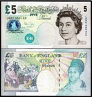 2002-2012 Great Britain England 5 Pounds P-391 New Unc Banknote