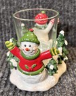 Vintage Yankee Candle Snowman Votive Tea Light Holder Christmas Winter Holidays