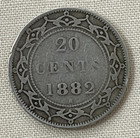 1882-h Newfoundland Sterling Silver 20 Cents Coin - Queen Victoria - Low Mintage