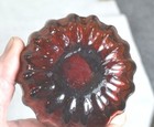 Antique Ink Well  Bottle Flip Top Desk Fancy Amber Glass Calligraphy 3x3  19th C