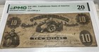 T-10 1861  10 Confederate Paper Money Pmg Very Fine 20 Great Note 