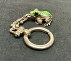 Vintage Tiffany   Co Sterling Silver 925 Green Enamel Frog Keyring