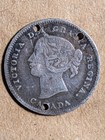 1901 Canada 5 Cents Silver  holed 