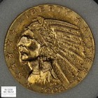 1908 D  5 Five Dollar Indian Head Gold Half Eagle Usgcs Photo Certificate Ms 63