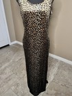 Vintage 90s Mode Sara Leopard Velvet Maxi Dress Jacket Set Xl Made Usa