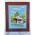 1970 s Vintage Crewel Dutch Windmill Embroidery Set Of Two