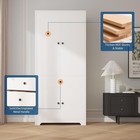 71  Armoire Wardrobe Closet Furniture Storage With Drawer 4 Doors Hanging Rod