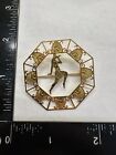 Art Deco Egyptian Revival Vintage Pin Brooch Gold J-424
