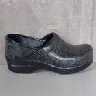 Dansko Iridescent Hatch Patent Leather Clogs Womens 37 Black Nursing Work Shoes