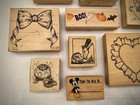 Vintage Wood Mounted Rubber Stamp Lot 9 Used Disney Animals Crafts Scrapbooking