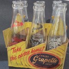 Grapette Vintage Clear Soda Glass Bottles W  Carrier Carton Lemonette Orangette