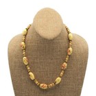 Vintage Oval Rose Motif Ceramic Bead Fashion Necklace Hook Clasp