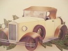 Vintage Christmas Greeting Card Gilded Early 20th Century Roadster With Hardtop