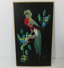Vintage Japanese Feather Art Bird On A Tree Branch  not Framed 