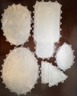 Vintage Hand Tatted Lace Edge Doilies  Set Of 14 White Rounds  Ovals  Rectangles