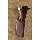 Handmade Drop Point Hunting Knife  01 Tool Steel  Mule Deer Antler  Sheath