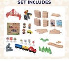 Wooden Train Set 80pcs With Magnetic Crane For Kids 4-8